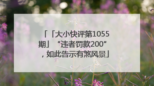 「大小快评第1055期」“违者罚款200”，如此告示有煞风景