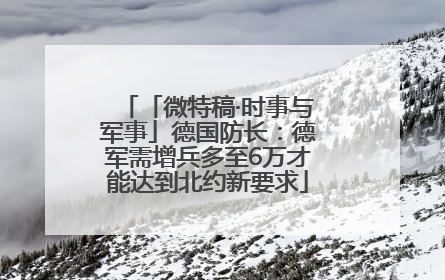 「微特稿·时事与军事」德国防长：德军需增兵多至6万才能达到北约新要求