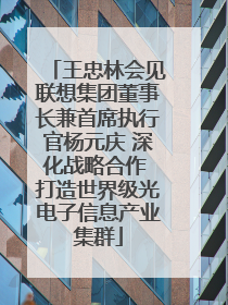 王忠林会见联想集团董事长兼首席执行官杨元庆 深化战略合作 打造世界级光电子信息产业集群