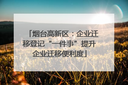 烟台高新区：企业迁移登记“一件事”提升企业迁移便利度