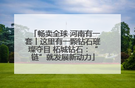 畅卖全球 河南有一套丨这里有一颗钻石璀璨夺目 柘城钻石：“链”就发展新动力