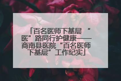 百名医师下基层 “医”路同行护健康——商南县医院“百名医师下基层”工作纪实