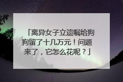 离异女子立遗嘱给狗狗留了十几万元！问题来了，它怎么花呢？