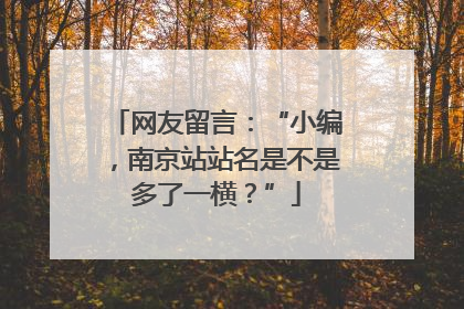 网友留言：“小编，南京站站名是不是多了一横？”