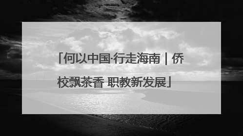 何以中国·行走海南｜侨校飘茶香 职教新发展