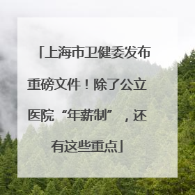 上海市卫健委发布重磅文件！除了公立医院“年薪制”，还有这些重点