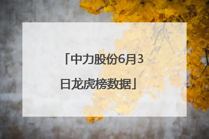中力股份6月3日龙虎榜数据