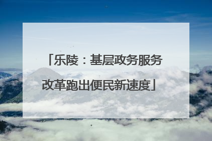 乐陵：基层政务服务改革跑出便民新速度