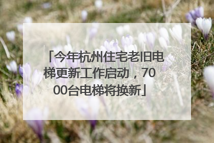 今年杭州住宅老旧电梯更新工作启动，7000台电梯将换新