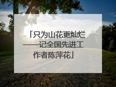 只为山花更灿烂——记全国先进工作者陈萍花