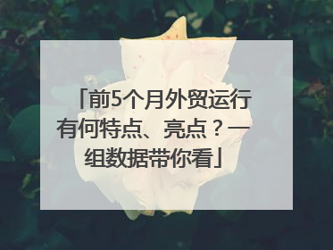 前5个月外贸运行有何特点、亮点？一组数据带你看
