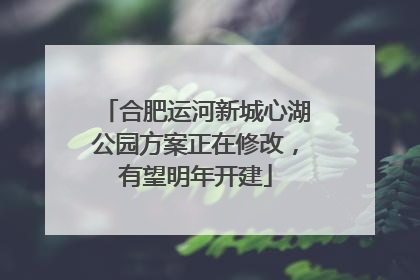 合肥运河新城心湖公园方案正在修改，有望明年开建