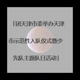 团天津市委举办天津市示范性入队仪式暨少先队主题队日活动