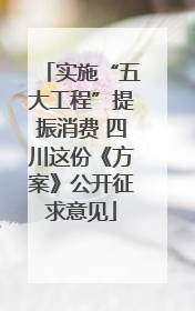 实施“五大工程”提振消费 四川这份《方案》公开征求意见