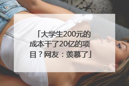 大学生200元的成本干了20亿的项目？网友：羡慕了