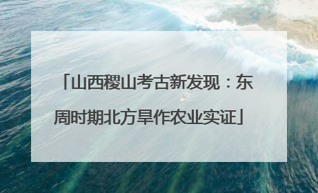 山西稷山考古新发现：东周时期北方旱作农业实证