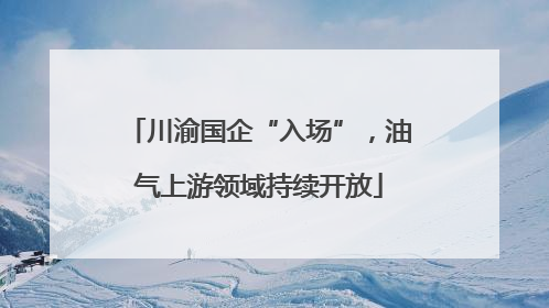 川渝国企“入场”，油气上游领域持续开放