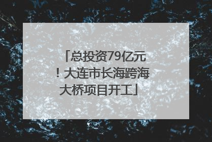 总投资79亿元！大连市长海跨海大桥项目开工