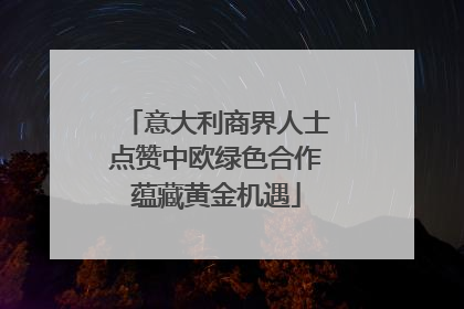 意大利商界人士点赞中欧绿色合作蕴藏黄金机遇