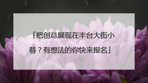 把创意展现在丰台大街小巷？有想法的你快来报名