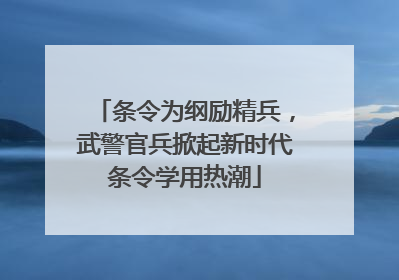 条令为纲励精兵，武警官兵掀起新时代条令学用热潮