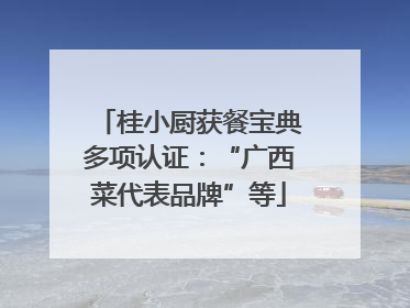 桂小厨获餐宝典多项认证：“广西菜代表品牌”等