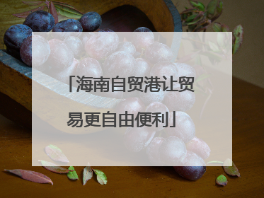 海南自贸港让贸易更自由便利