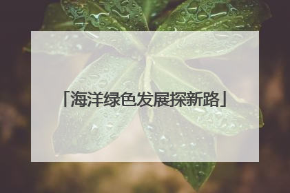 海洋绿色发展探新路