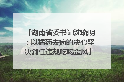 湖南省委书记沈晓明：以猛药去疴的决心坚决刹住违规吃喝歪风