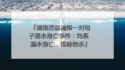 湖南澧县通报一对母子落水身亡事件：均系溺水身亡，排除他杀