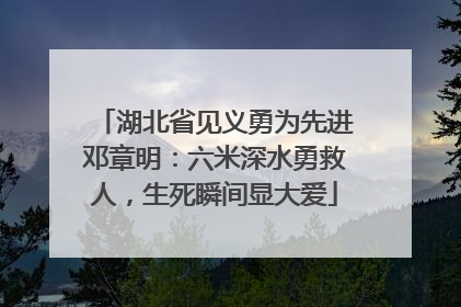 湖北省见义勇为先进邓章明：六米深水勇救人，生死瞬间显大爱