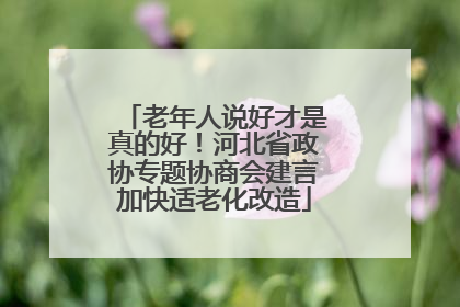 老年人说好才是真的好！河北省政协专题协商会建言加快适老化改造