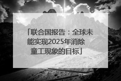 联合国报告：全球未能实现2025年消除童工现象的目标