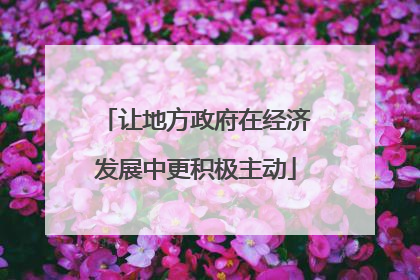 让地方政府在经济发展中更积极主动