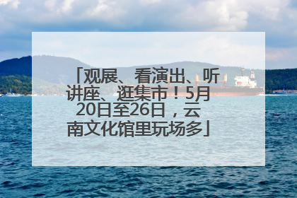 观展、看演出、听讲座、逛集市！5月20日至26日，云南文化馆里玩场多