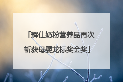 辉仕奶粉营养品再次斩获母婴龙标奖金奖