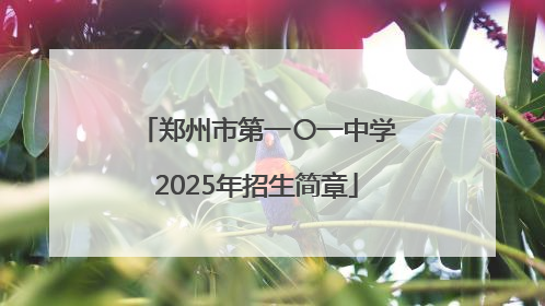 郑州市第一〇一中学2025年招生简章