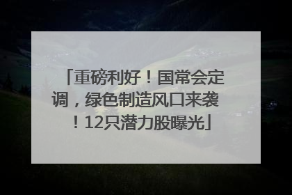 重磅利好！国常会定调，绿色制造风口来袭！12只潜力股曝光