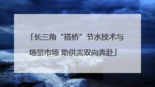长三角“搭桥”节水技术与场景市场 助供需双向奔赴