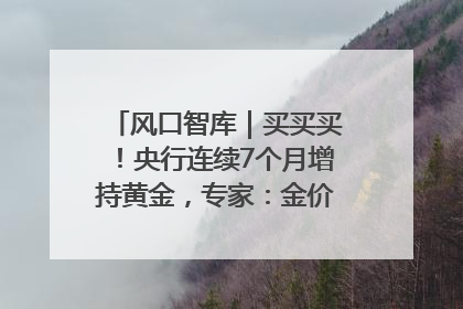 风口智库｜买买买！央行连续7个月增持黄金，专家：金价或仍易涨难跌