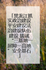 黑龙江抓实政治建设平安建设法治建设队伍建设 铸就“三基地一屏障一高地”安全基石