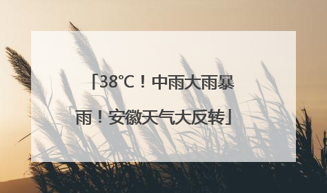 38℃！中雨大雨暴雨！安徽天气大反转