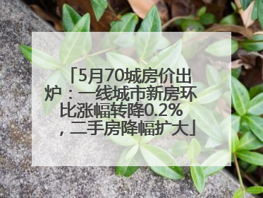 5月70城房价出炉：一线城市新房环比涨幅转降0.2%，二手房降幅扩大