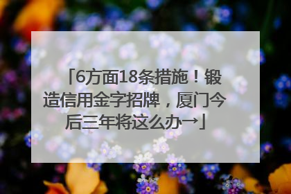 6方面18条措施！锻造信用金字招牌，厦门今后三年将这么办→