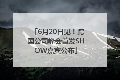 6月20日见！跨国公司峰会首发SHOW嘉宾公布